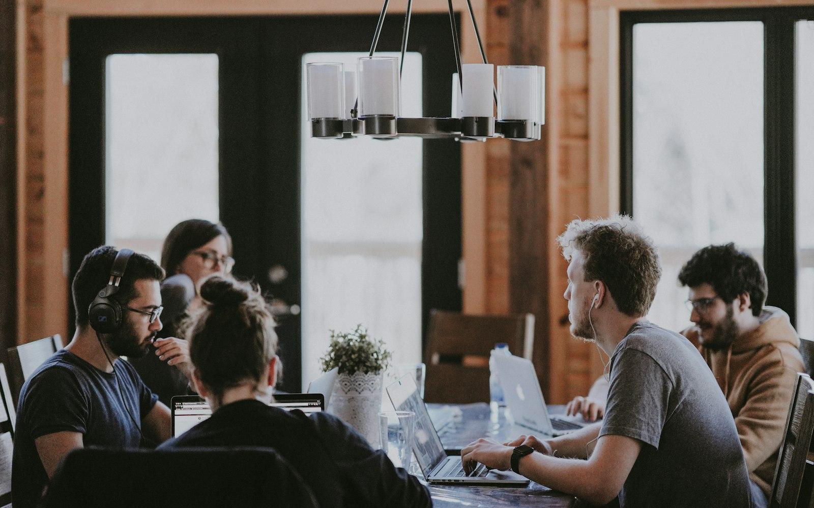 A team at work in a bright commercial space.